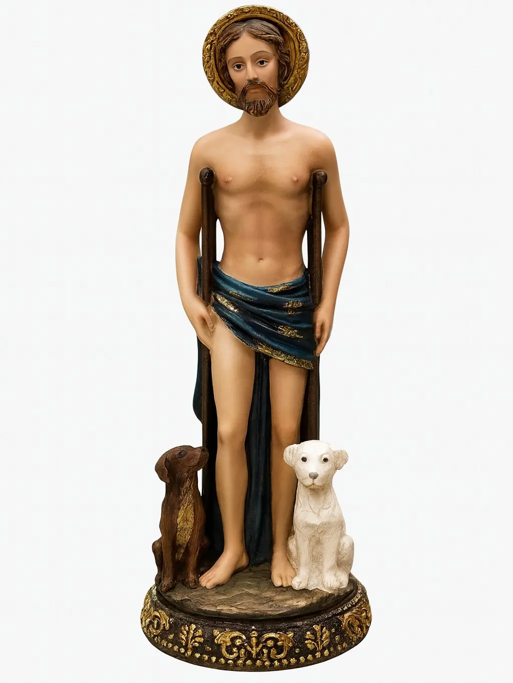San Lazaro Babalu Aye Resin Statue - Classic Vintage Polished Surface Person Figurine for Home Santeria Decor