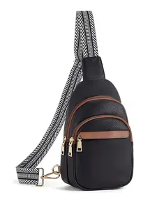 Women's Fashionable Solid Color Fanny Pack, Casual Versatile PU Leather Zipper Chest Bag for Daily Used, Trendy All-match Sling Bag