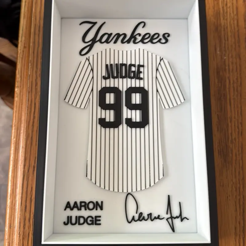 Aaron Judge 3D printed Jersey Frame 8.5 inches tall by  5.5 inches wide