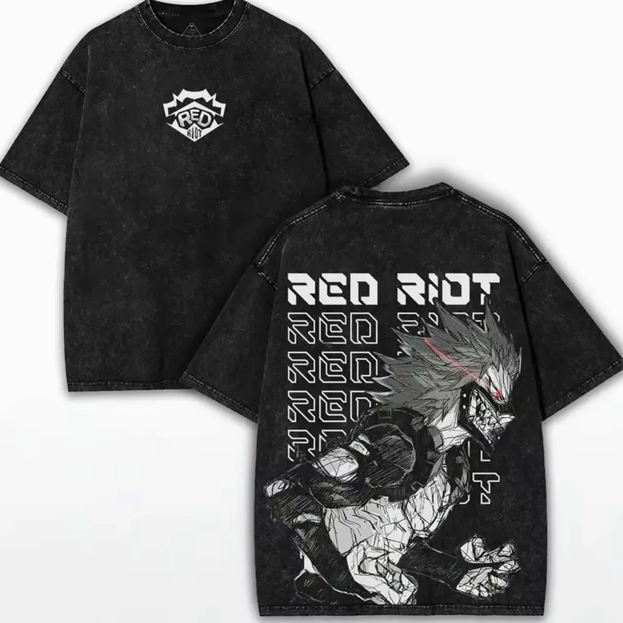 My Hero Academia Anime Eijiro Kirishima Graphic T Shirt Cool Washed T-shirt Men Women Clothes Oversized Cotton Short Sleeve Tee H