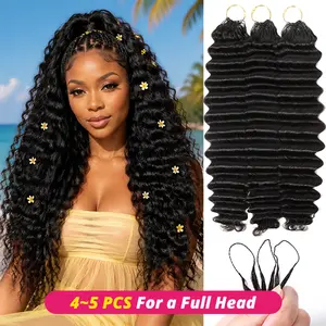 Uwigs Feather Crochet Hair Deep Wave Human Hair For Braiding Deep Wave Pre-Seperated 50g/PC