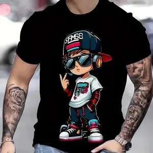 Men's Summer Crew Neck T-Shirt Comfortable Loose Short Sleeve Fashion Retro Casual Print - Men's Novelty 3D Digital Printed Graphic T-Shirt - Features a vibrant streetwear design with fun graphics, machine washable