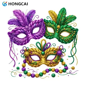 Festival Feather Mask Heat Transfer Vinyl Sticker, Easy Peel & Iron Durable Print, DIY Clothing T-Shirt Sweater Bag Shoe Hat Decoration