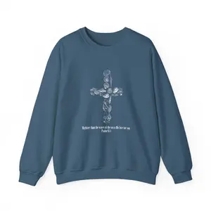 Shell Cross Sweatshirt – Psalms 93:4 Faith Crewneck