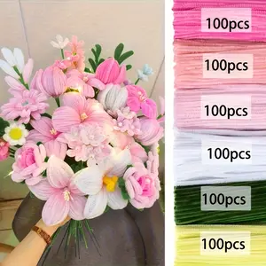 600 Spiral Rod Set, 6-Color Combination Ash Pipe Cleaner, DIY Pink Bouquet Handcraft, Artificial Flower Bouquet, Diy Artificial Rose