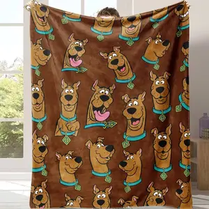 Classic Scooby Doo Pattern Flannel Throw Blanket, Super Soft Warm Cozy Cartoon Blanket, Multi-Purpose Blanket for Bed Sofa Recliner & Travel Use, Sweet Heartfelt Gift for Kids Family Couples and Friends