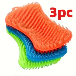 3pcs Silicone Dishwashing Brushes, High-Quality Silicone Sponges, Multifunctional Efficient Kitchen Tools, Specially Designed Exquisite Kitchen Sponge Brushes
