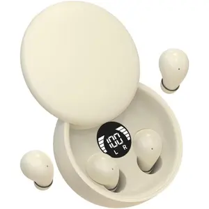 Mini Invisible  Earbuds,Ultra-Light Comfort Fit Sleep Headphones for Side Sleepers,Mini Noise Blocking Sleep Earphones, 5.4  Earbuds for Sleeping, Working, (Khaki)