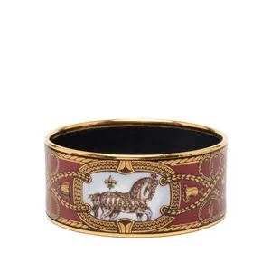 Pre-owned HERMÈS Zinc Alloy Small Leather Goods Email TGM Cloisonné Bangle