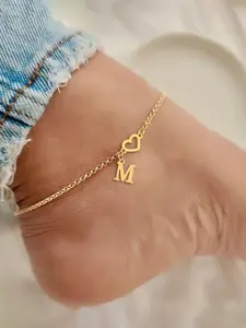 Stainless Steel Heart & Letter Anklet for Women, New Fashion Chain Foot Jewelry, Perfect Valentine's Day Mother's Day Gift