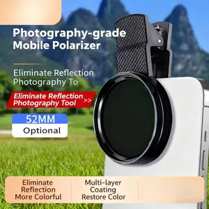 New 52mm Clip-On Cpl Polarizer Filter, Anti-Reflection Lens Filter, Ultra-Thin Multi-Coated Cpl Filter for Samsung iPhone Android Camera Accessories