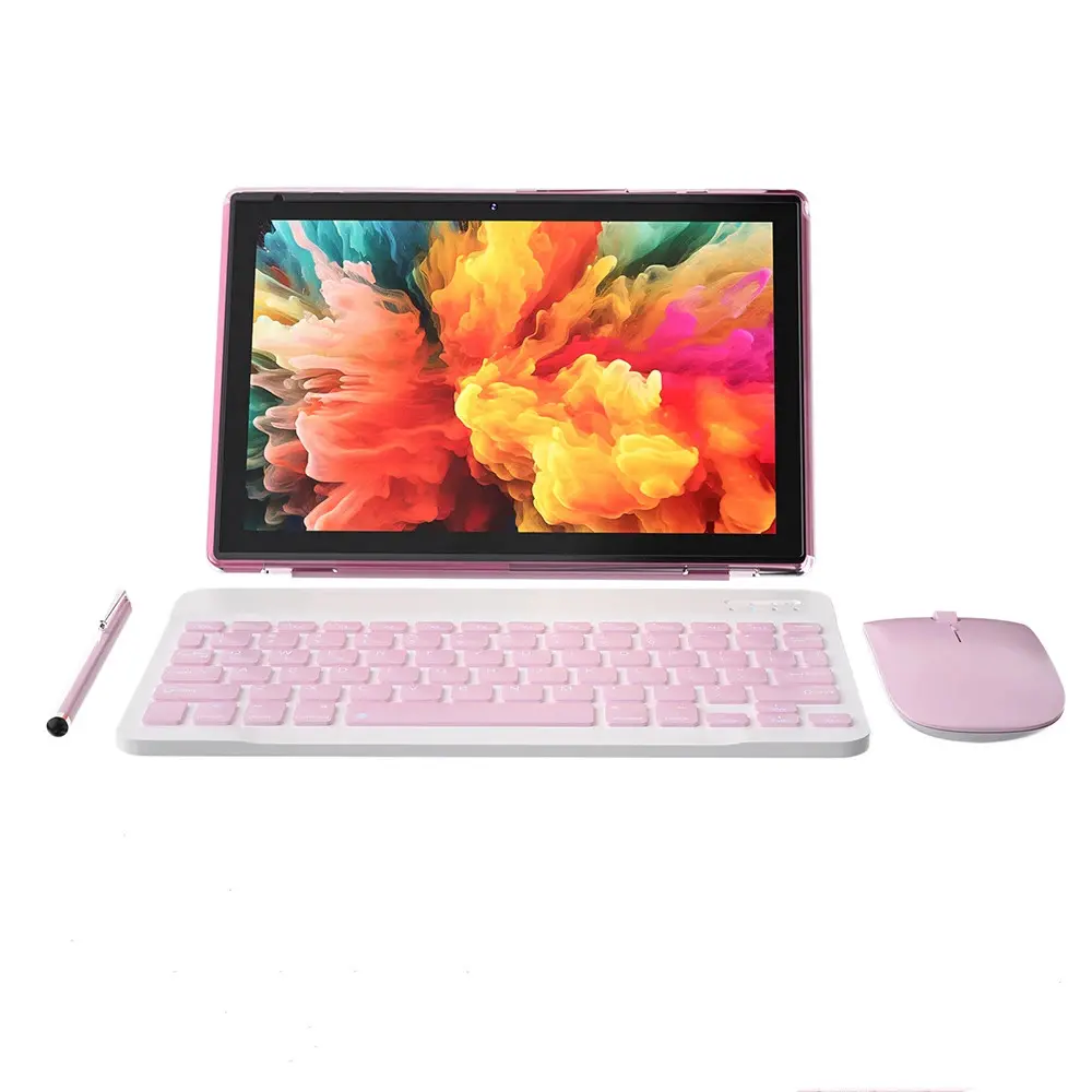 10.1 in 2-in-1 Android 12.0 Tablet PC - 1280x800 Capacitive Screen, Lithium Ion Batteries Built-in, Keyboard Support with Wireless Keyboard Set & Case, Mouse, Stylus Pen for Business Use, Mouse Pen