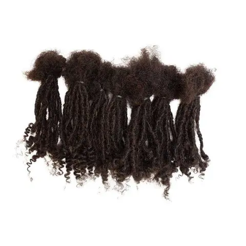 10 Anwi Curly Locs 100% Human Black Curled Hair Extensions - 1B Color, 100% Organic Cruelty-Free Unisex 4a/4b Texture, Handmade Afro Kinky, Unravel-Resist, Durable, Dyed, Reusable, Multiple Lengths, Short Nappy Ethnic, Ideal for Casual Crochet Install
