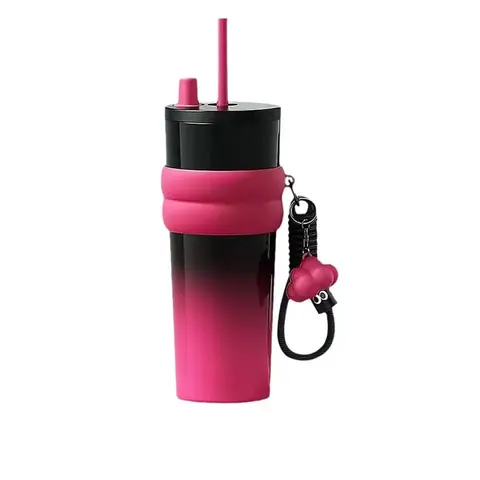 24 Oz Large Capacity Leak Proof Insulated Stainless Steel Water Bottle with Handle, Reusable Straw Cup for Home Office Car Use, Casual Style, Drinkware, Insulated Travel Drinkware, Insulated Water Bottles