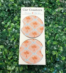 Coquette palm trees car cup coasters
