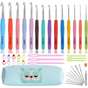 Crochet Hook Set,14 Sizes Crochet Hooks for  Hands,Crochet Hooks  Soft Grip with Case,Crochet (Size B-Size N)