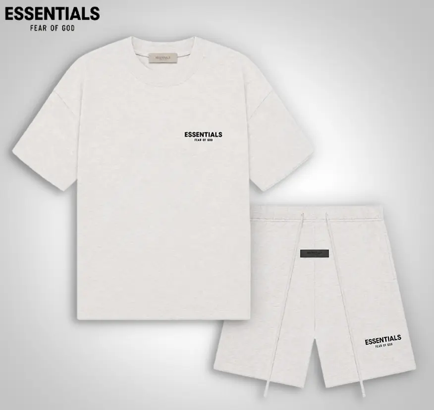 2 piece set Fear of God Essentials Tee & Sweatshort 100%Cotton Oversized Streetwear Unisex Matching Set CasualLoungewear Clothes Menswear