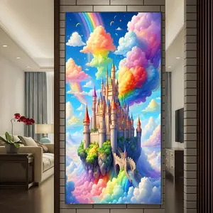 Castle in The Sky Pattern DIY Diamond Arts Colorful Painting Kit without Frame, DIY 5D Diamond Arts Colorful Painting Kit, Wall Art Decor for Home, Diamond Pattern Design, Diamond Painting Kits