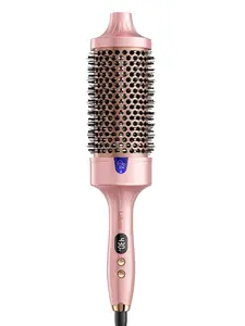 Lafesro 2.4" Thermal Brush, Extra-Large Barrel Heated Round Brush for Voluminous Big Curls & Waves, Fast Heating & 310℉-430℉, 60MM Tourmaline Ceramic Cepillo Para Pelo, Dual Voltage, Pink