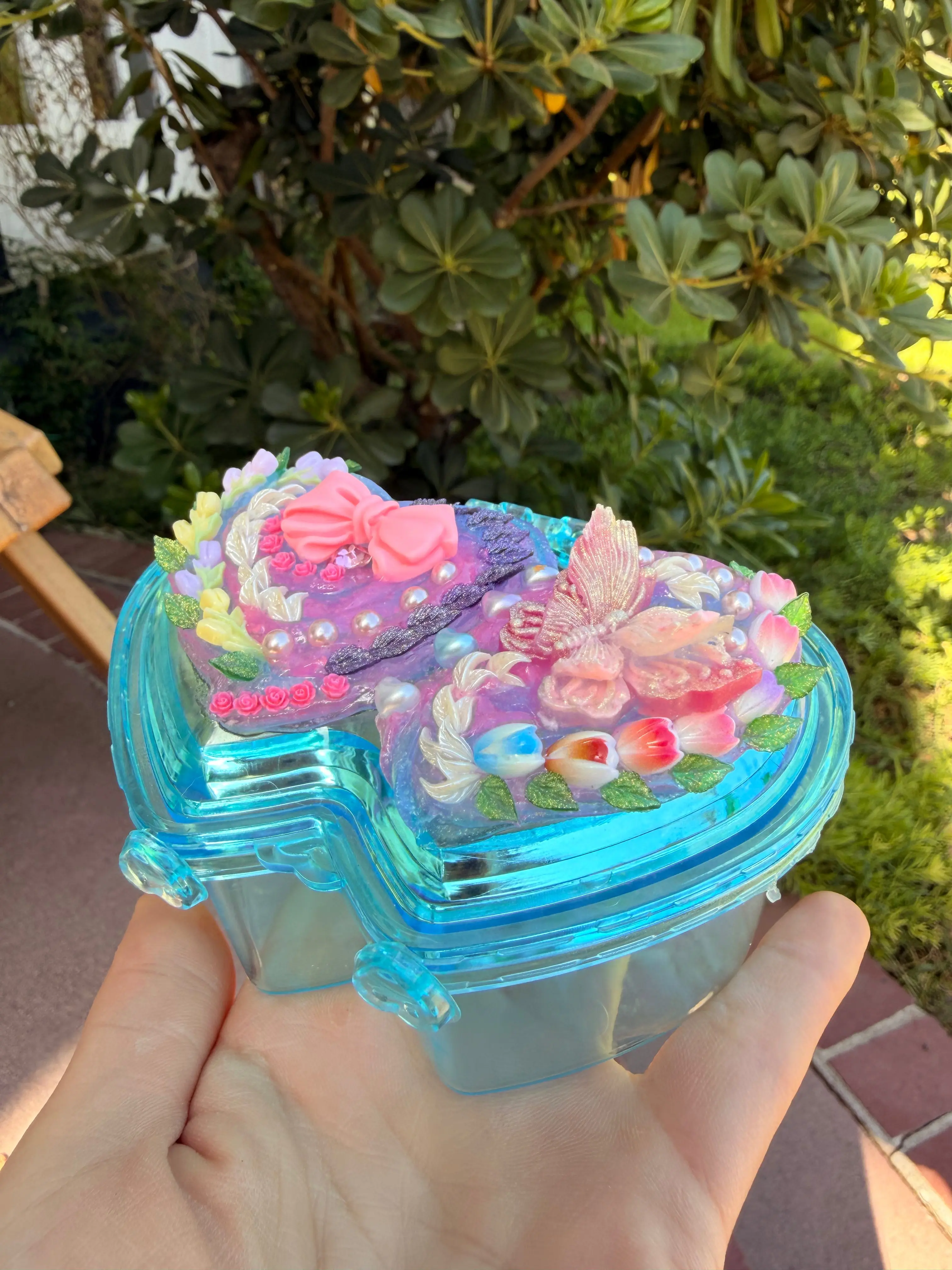 🌿💖 Butterfly Garden Decoden Jewelry Box – Handmade Collectible 💖🌿