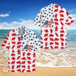 Patriotic Raccoon Hawaii Shirt for Independence Day, Raccoon US Flag Aloha Shirt, Patrioctic Day, 4th of July Outfit, Button Down, Summer Aloha Beach Farmer Gift