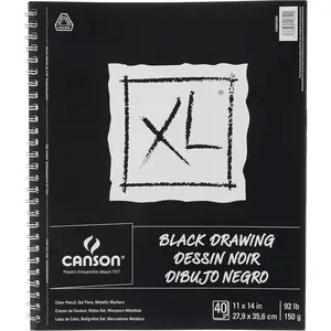 XL Series Drawing Paper, Black, Wirebound Pad, 11x14 inches, 40 Sheets (92lb/150g) - Artist Paper for Adults and Students - Colored Pencil, Ink, Pastel, Marker