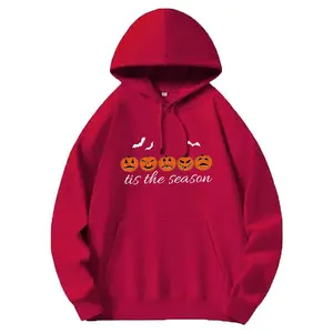 Holafish Women's Halloween Cute Hoodie, Jack-O'-Lantern Graphic Sweatshirt, Cozy Long Sleeve Spooky Season Casual Tops