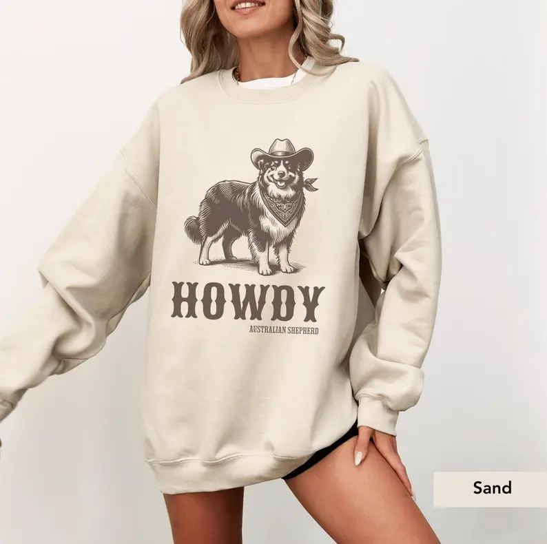 Australian Shepherd Sweatshirt, Aussie shirt, Australian Shepherd Gift, Aussie mom, Dog cowboy