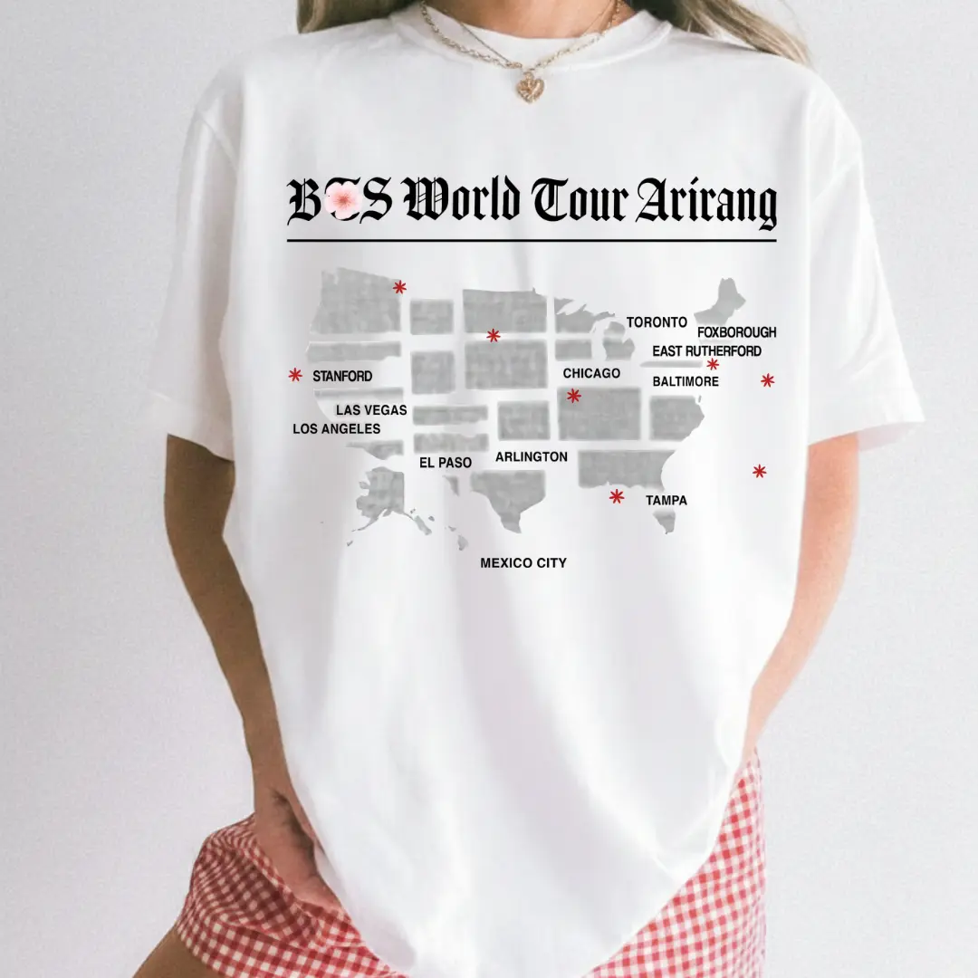 Map Arirang World Tour In US Graphic Tshirt, Unisex Cotton Tee
