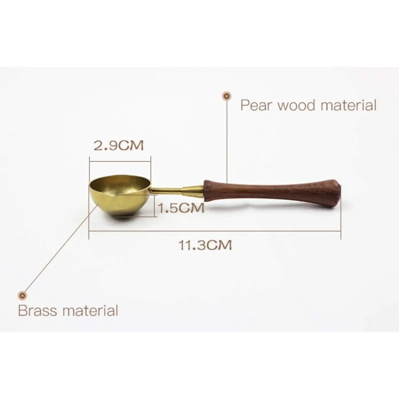 Vintage Elegant Wooden Handle Gold Finish Copper Wax Sealing Melting Spoon for Wedding Invitations Wax Making Wax Seal Gift Envelope Seal
