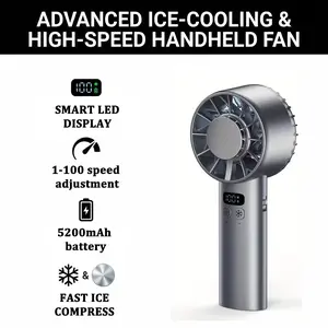Handheld Cooling Fan, 100 Speed Settings, 5200mah High-Speed Fan, Cordless Camping Fan, Portable USB Mini Fan, USB Powered Fan, Ideal for Outdoor, Camping, Office Use