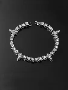 Street Style Geometric Zircon Bracelet, Hip Hop Tennis Bracelet, Trendy Unisex Jewelry for Parties, Daily Wear & Birthday Gifts, Tarnish Free, Tennis Chain Bracelet