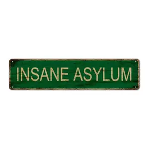 Insane Asylum Lettering Metal Tin Sign, Creative Street Sign for Home Room Wall Decor, Retro Style Garden Sign, Yard Sign, Garden Decoration Supplies