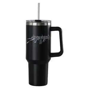 Chrome Shop Mafia - Black 40 Oz Cup With Handle And Straw