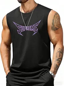 Men's Supreme Style Punk Rock Tank Top | Heavy Metal Streetwear Gym Vest | Edgy Gothic Sleeveless Shirt | Retro Y2K Fitness Apparel | Muscle Workout Tank for Gym & Casual Wear | Perfect Gift for Metalheads & Streetwear Lovers | Sleeveless Gym Tops