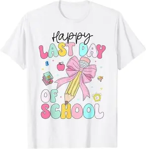 Happy Last Day of School Girls Coquette Bow Teachers Student T-Shirt