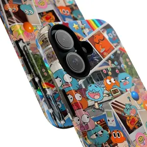 Retro Gumball Heavy Duty Tough Phone Case, Cartoon Design, Shockproof Bumper, Full Drop Protection Cover for iPhone 11 12 13 14 15 16 17 Pro Max Plus