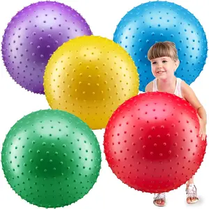 18-Inch Big Balls for Toddlers Kids - Inflatable Giant Balls with Hand Air Pump, Big Bouncy Knobby Balls for Sensory Play, Stress Toy, Large Playground Recess Games for Children