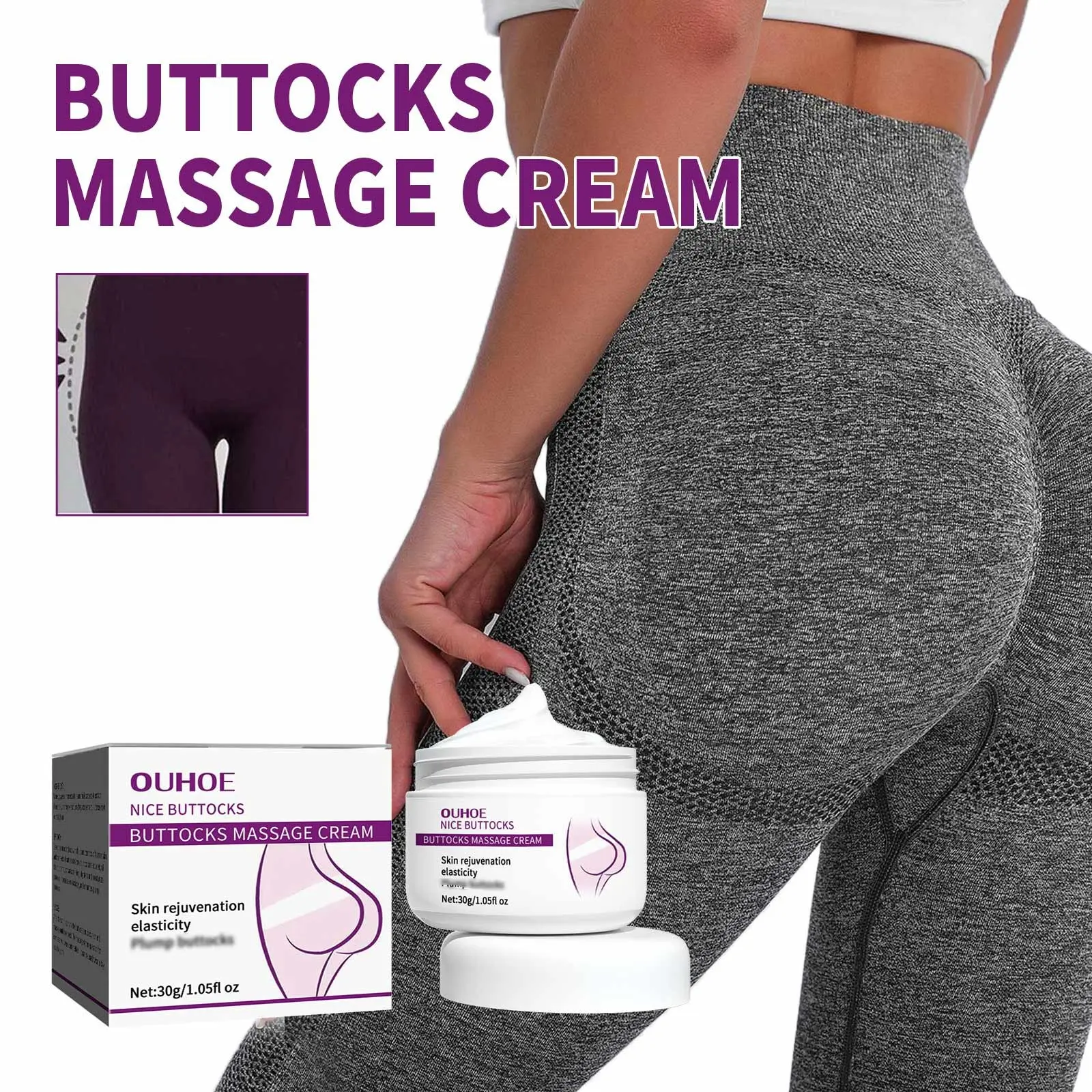 Tightening Butt Cream, Sensual Buttock Massage Balm, Smooths Unevenness, Light Firming Lines, Moisturizing, Gentle Absorption, All Skin Types, Body Contouring Cream, Body Care Products