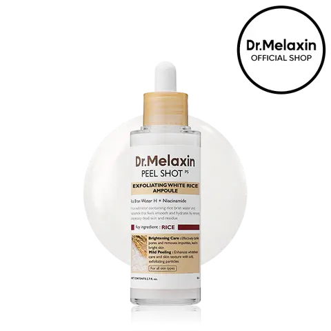 [Dr.Melaxin Official] Peel Shot Glow White Rice Peeling Ampoule, Black Head Remover Korean Skin Care Soft Exfoliating Face and Body Dead Skin Cells Remover for All Skin Types, 80ml