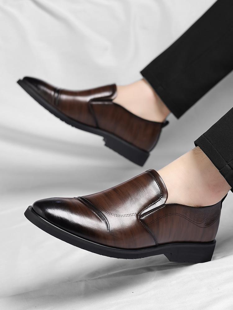 Men’s Classic Faux Leather Slip-On Ankle Dress Loafers - Business Formal Office Footwear with Rubber Sole, Wedge Design, Father’s Day Gift Option, US 10.5 (CN 45, 27.5cm Length)