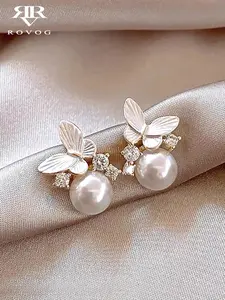 Elegant Butterfly Design Faux Pearl Decorated Dangle Earrings, Elegant Minimalist Earrings, Fashion Jewelry for Party, Daily Clothing Decor, Trendy All-match & Exquisite Jewelry for Birthday Gift