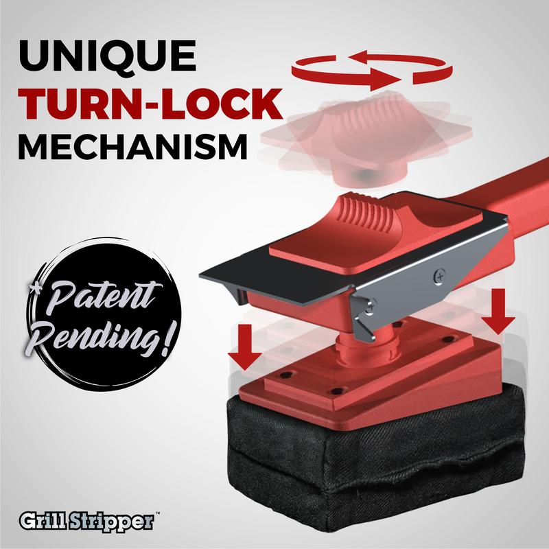 Grill Stripper BBQ Bristle Free Grill Brush with V-Scraper & Twist-Lock Mechanism for Deep Clean Grill Grates