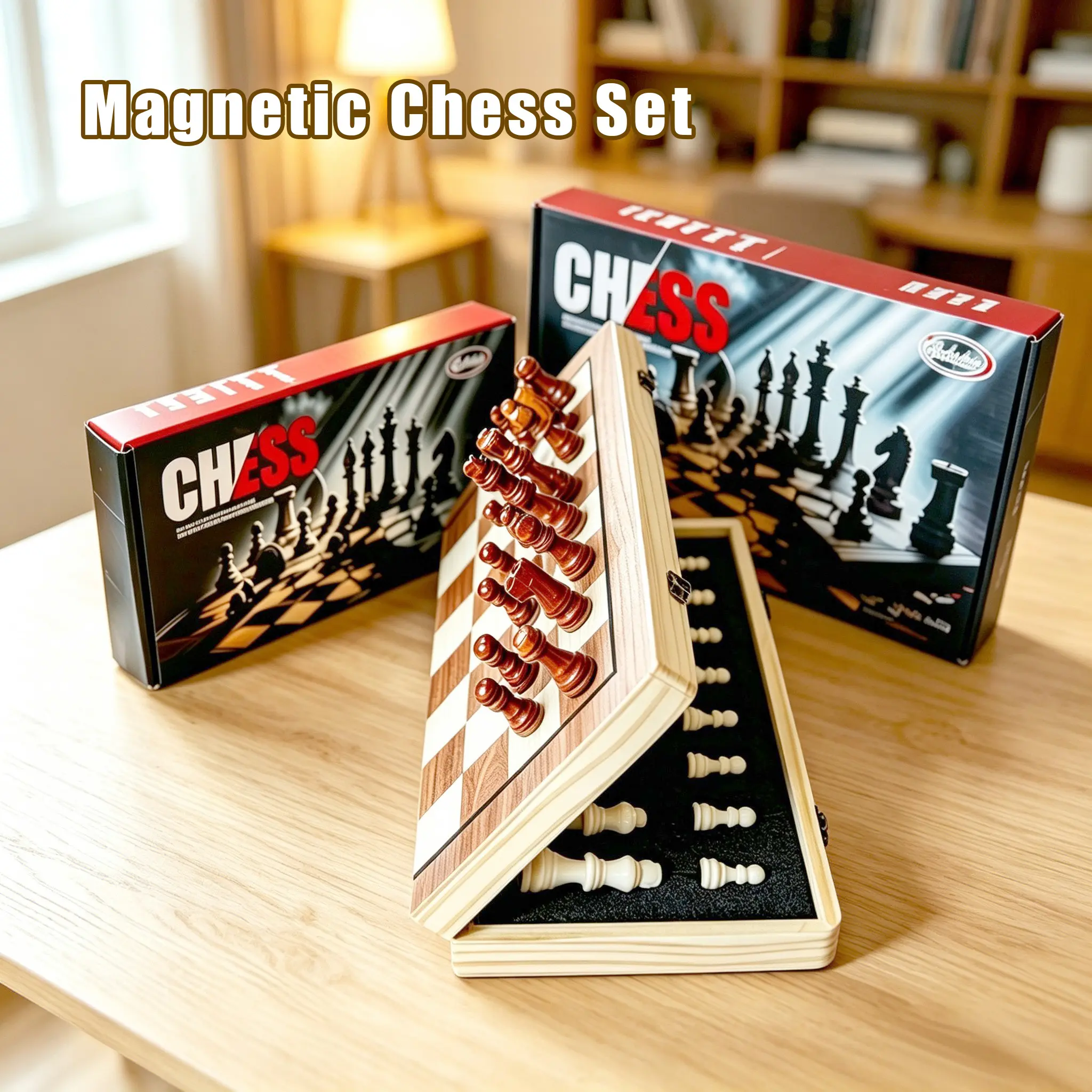 Magnetic Wooden Chess Set (CM-1 & CM-2) with Wooden Pieces, Ideal for Chess Games Enthusiasts