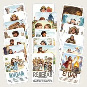 40 Bible Story Flashcards, Christian Old Testament Characters Learning Cards, Sunday School Education Cards, Home Study, Religious Gifts
