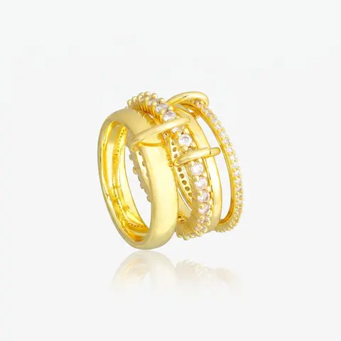 EVRY JEWELS Gold or Silver Plated Stainless Steel Women's Hypoallergenic Bound Forever Ring