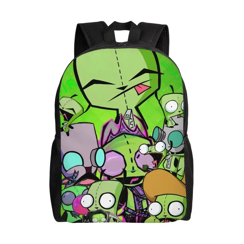 Invader Zim Print Z-Zims Cartoon Movie Backpack for Womens Mens College School Travel Bags Women Men Bookbag Fits 15 Inch Laptop