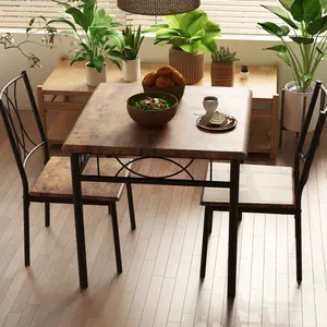 Dining Table Set for 2, Rectangle Dining Table and Chairs Set of 2, Wood Kitchen Table Set with 2 Upholstered Chairs, Small Dinner Table Set for Apartment, Saving Space