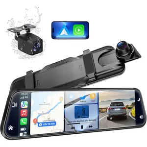 2.5K Mirror Dash Cam with &,10" Rear View Mirror Camera for / with Voice Control/ 64GB Card/ Screen/Parking /Reverse Assist/Dual Loop Record/WDR Tech