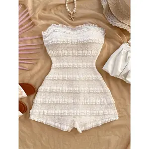 LaceTrimTexturedBandeauElasticBodyconRomper